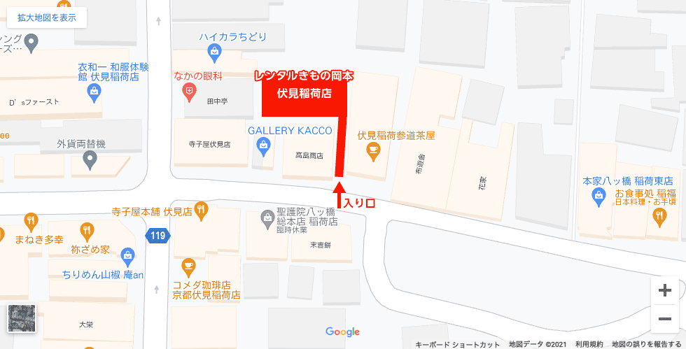 京都 伏見稲荷店付近の地図