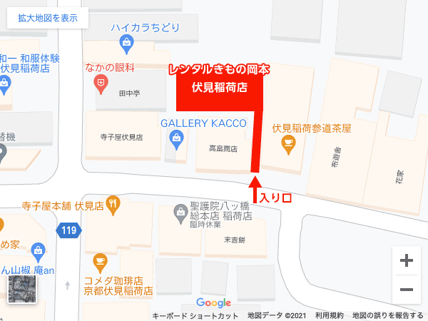 京都 伏見稲荷店付近の地図