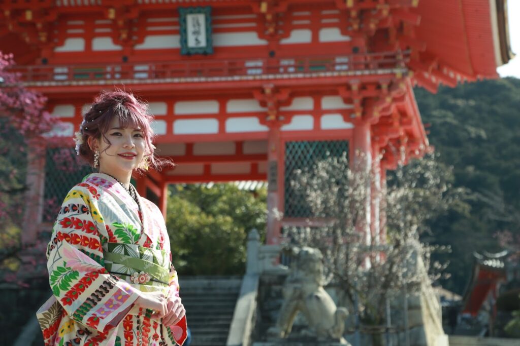 清水寺とレトロ着物