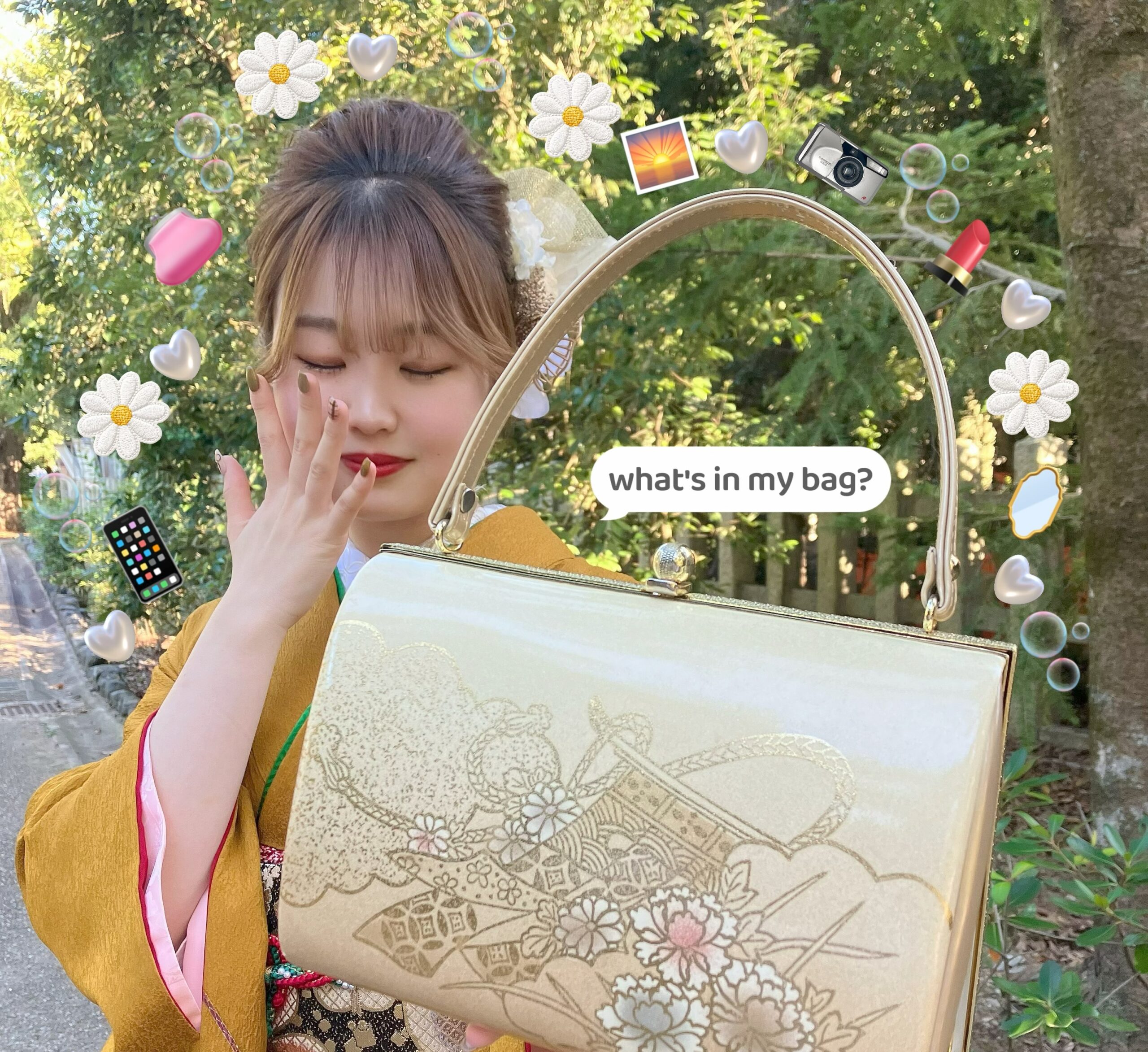 기모노를 입고 교토 관광을 가기 전에 꼭 알아두세요! 기모노 가방에 넣을 물품 목록