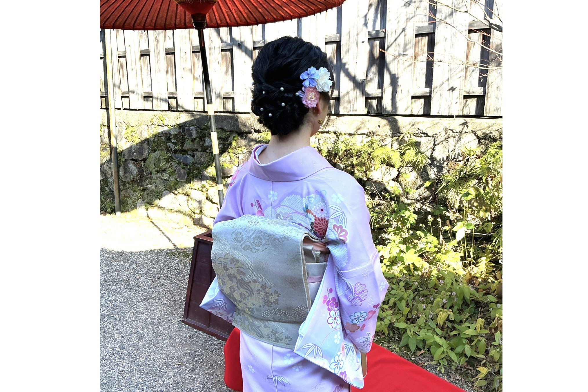 今人気の訪問着で京都散策 当日レンタルOK レンタル着物岡本の訪問着スタイル